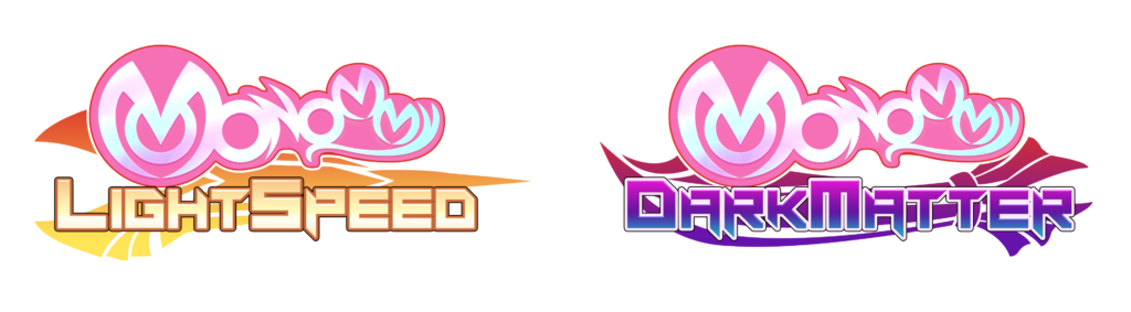 the logos for Monommy LightSpeed (left) and Monommy DarkMatter (right)